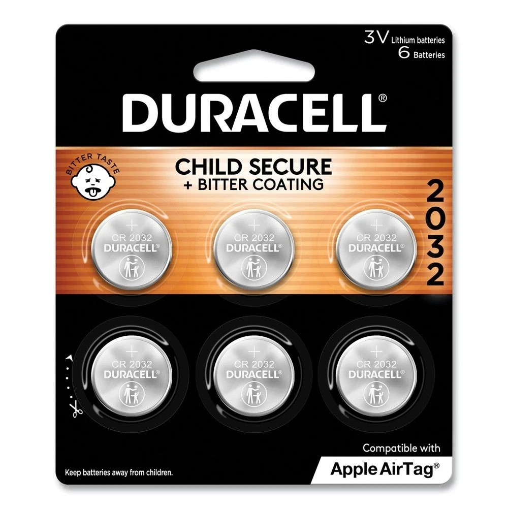 NEW Duracell 2032 3V Lithium Battery, Child Safety Features - 6 Pack