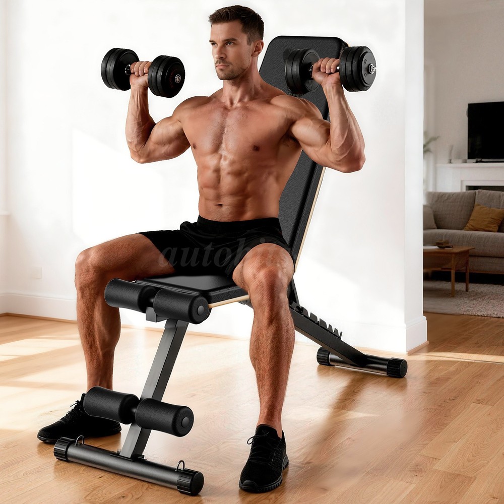 Weight Bench Adjustable Foldable Strength Gym Training Full Body Workout Incline