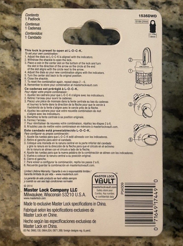 Master Lock Word Combination Padlock NEW