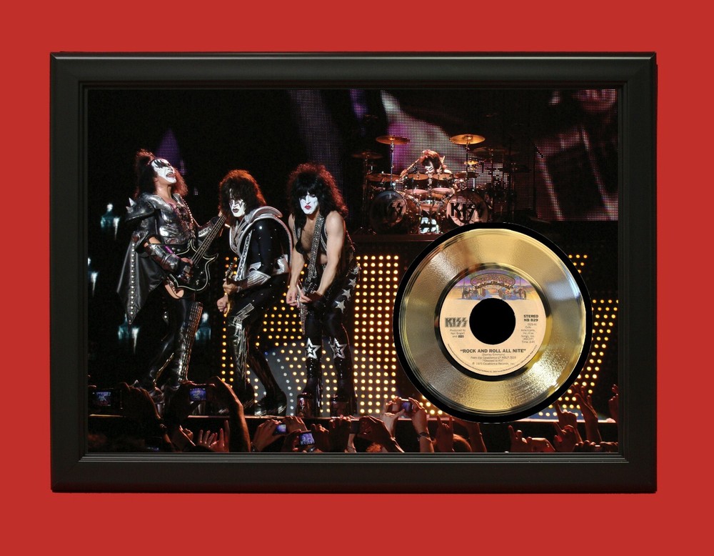 Kiss 2 Poster Art Wood Framed 45 Gold Record Display C3