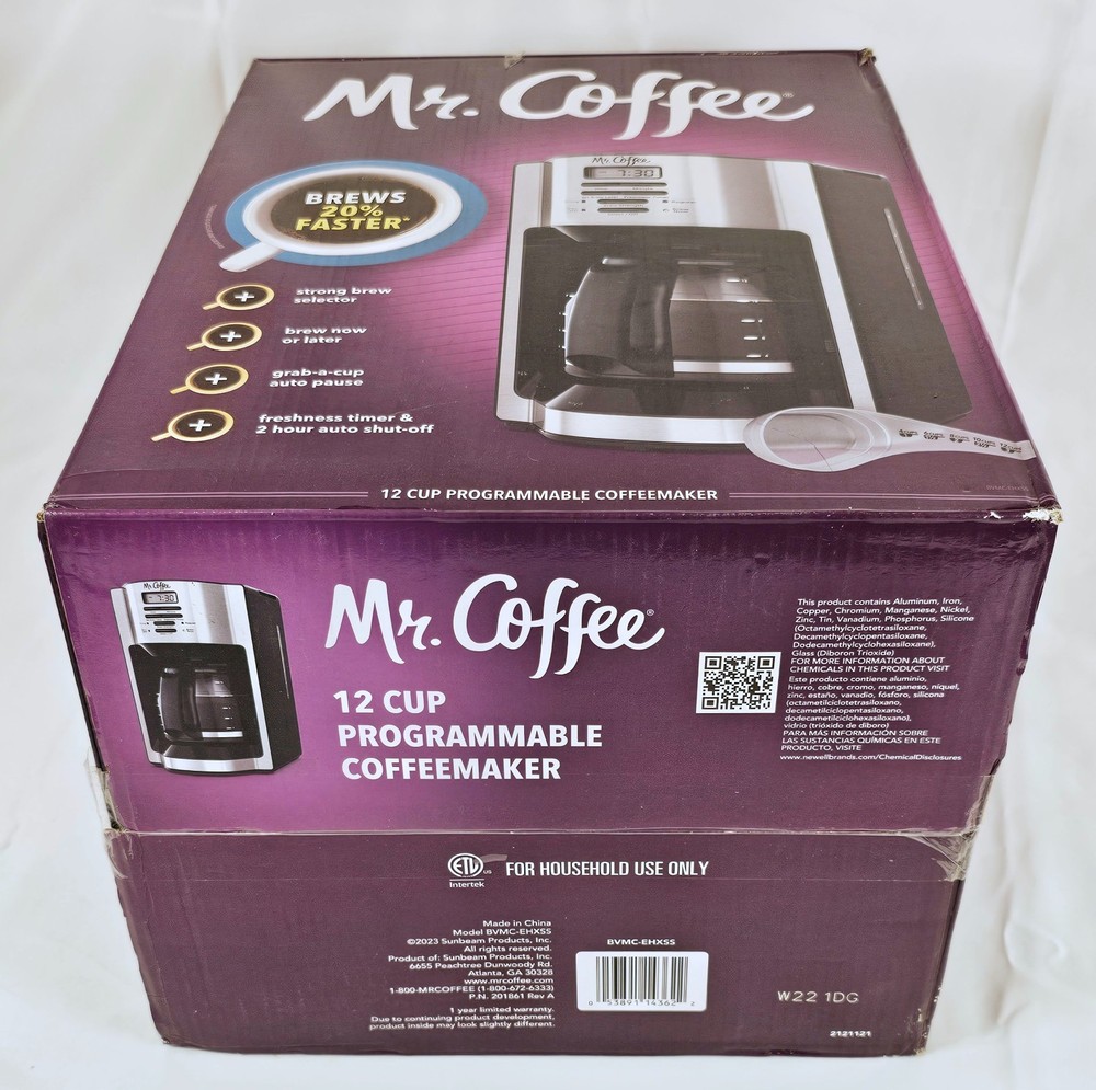 NEW Open Box Mr Coffee 12 Cup Programmable Coffee Maker Rapid Brew Stainless