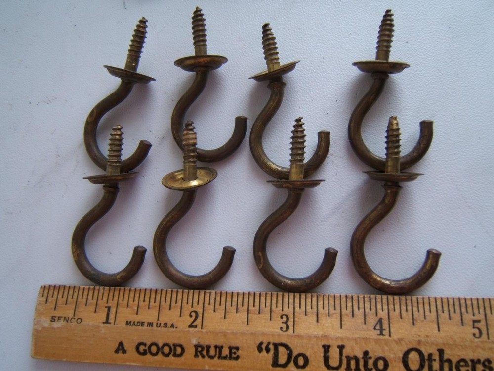 12 VINTAGE BRASS CEILING or CUP HOOKS 2 DIFFERENT STYLES