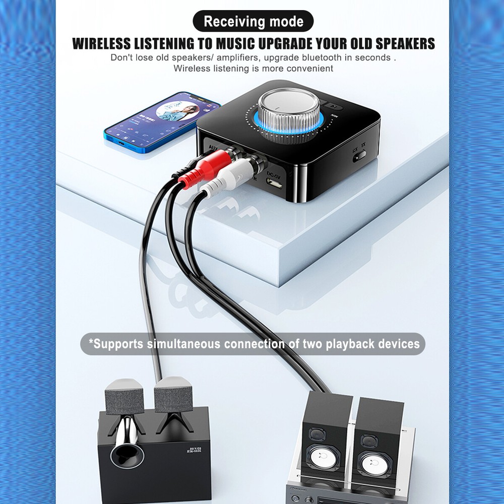 LED Digital Bluetooth 5.0 Receiver Transmitter Stereo AUX RCA USB Audio Adapter
