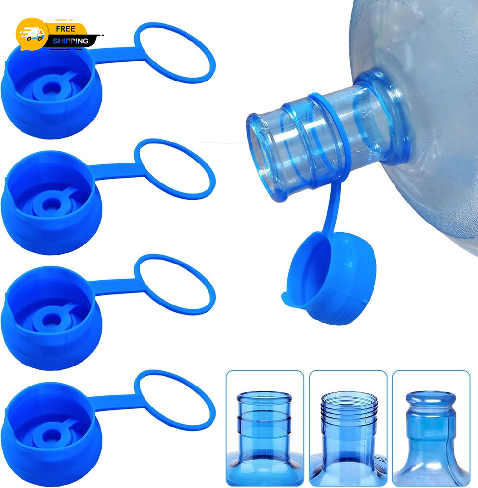 3 Pack Reusable 5 Gallon Water Jug Caps, Leak Proof Bottle Lids (55mm)