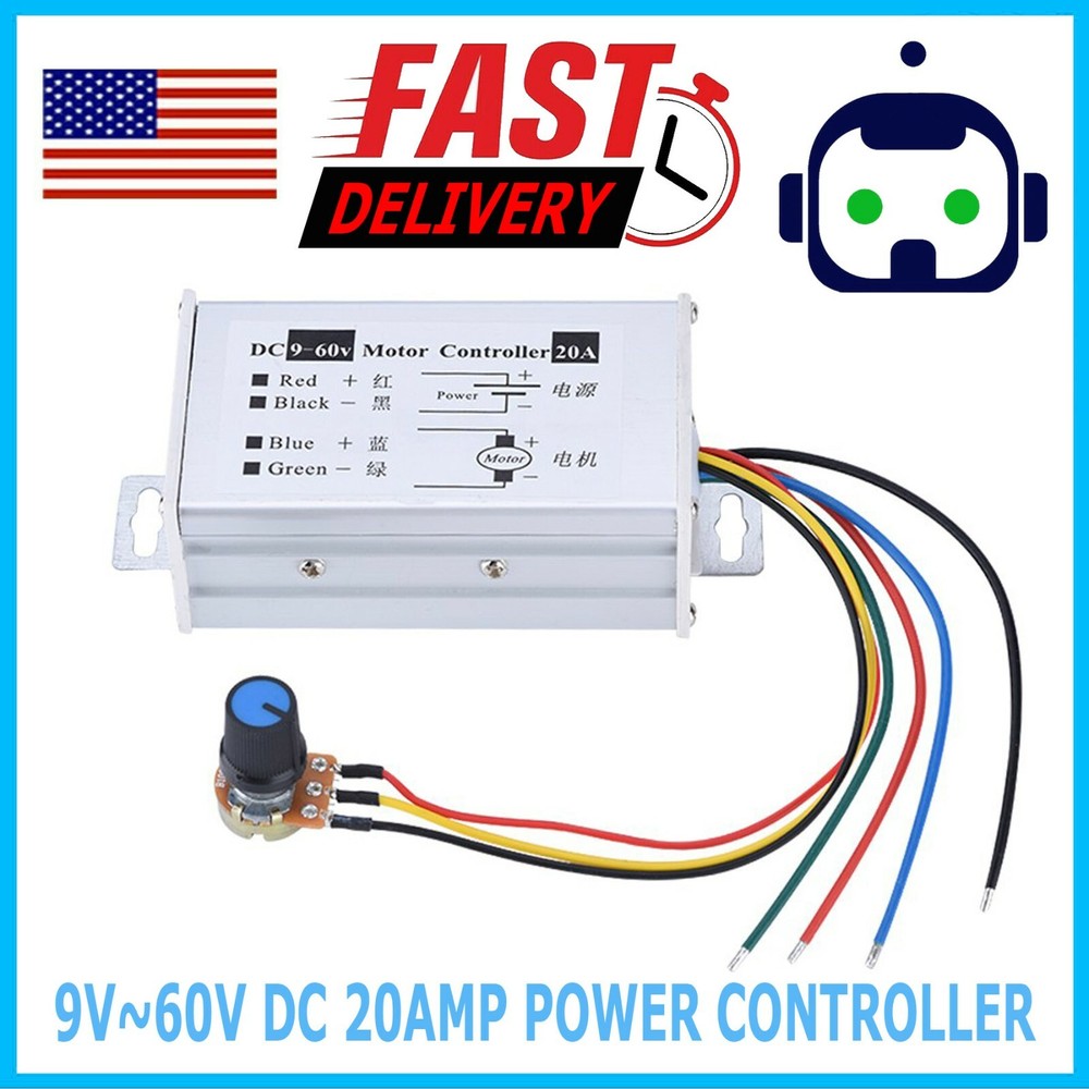 12V 24V Max 20A PWM DC Motor Stepless Variable Speed Control Controller Switch