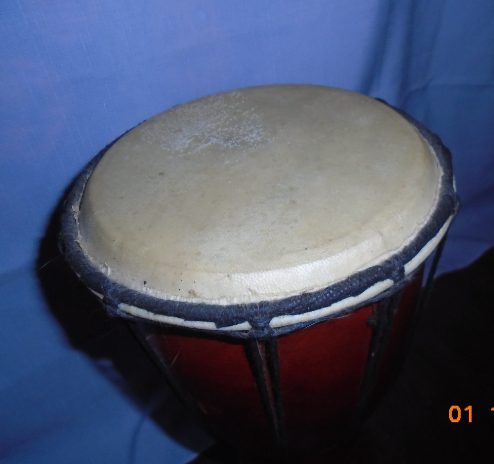 Djembe Hand Drum Bongo Hand Carved Elephant w/ strap
