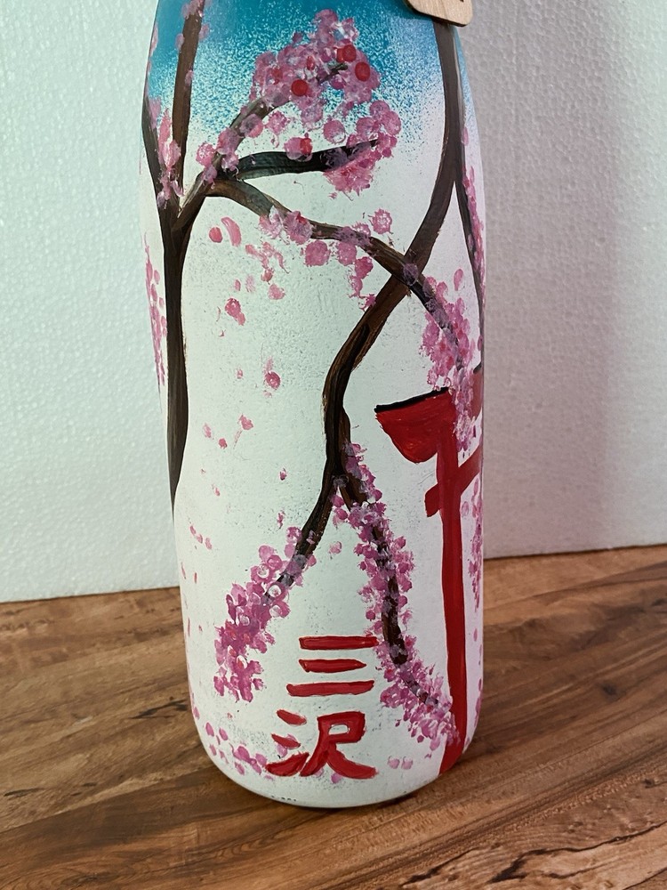 Handpainted Wine Bottle Labeled Misawa 15½"