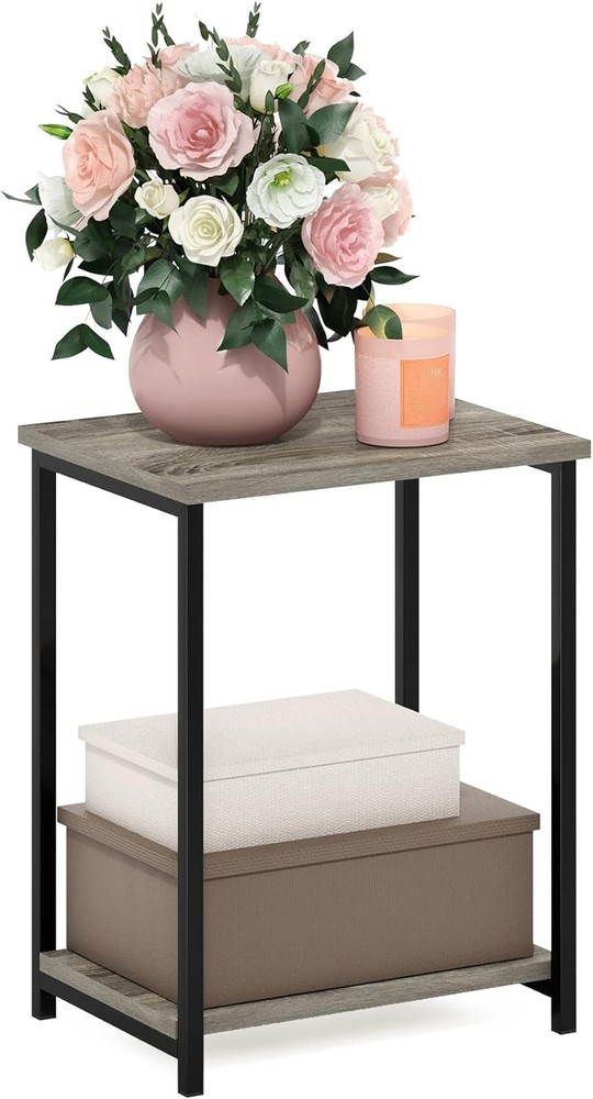 SIMPLISTIC Side Table Set of 2 2-Tier Square Modern End Table Nightstand Night