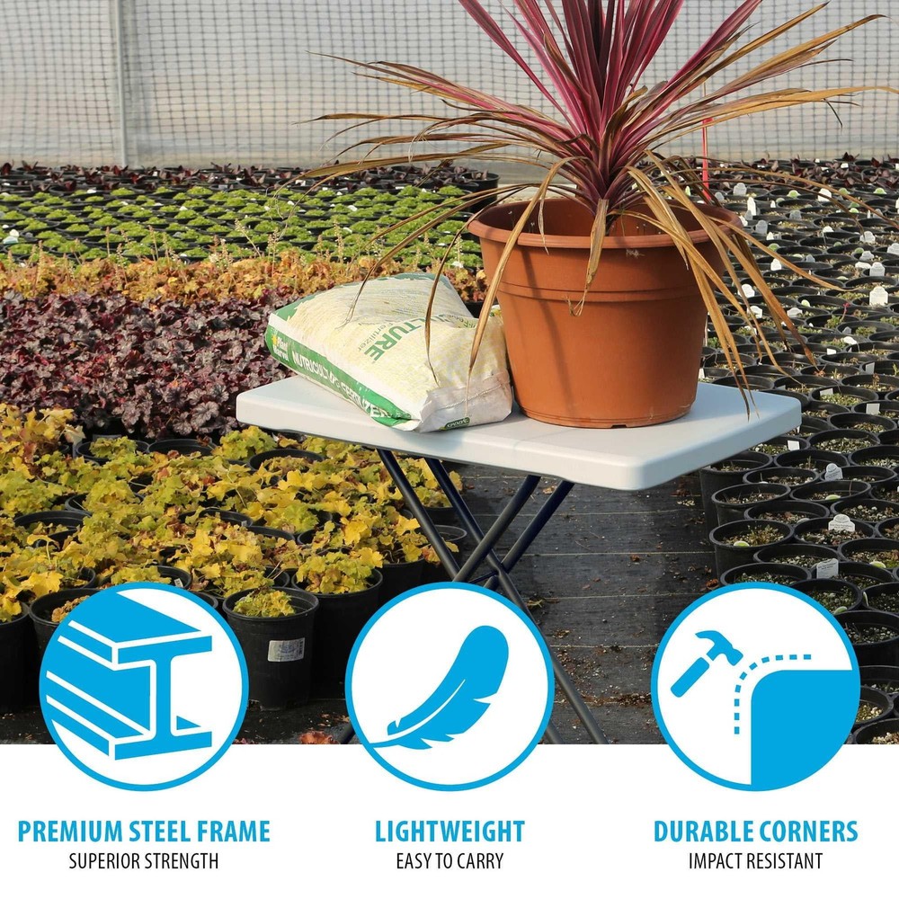 30" Personal Rectangle Folding Table, Indoor/Outdoor, White (28241)