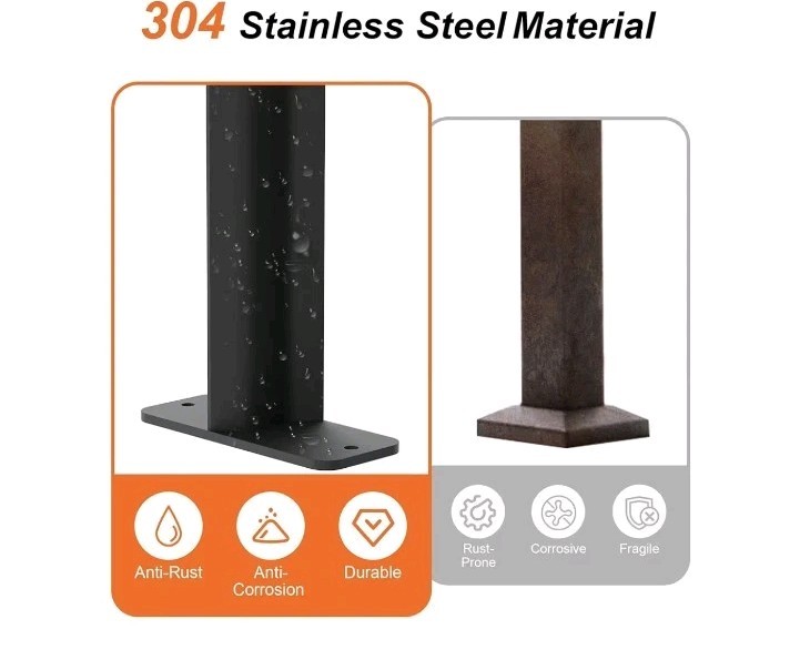 36" Black Stainless Steel Cable Railing Intermediate Post for 1/8" Cable 2 Pack!