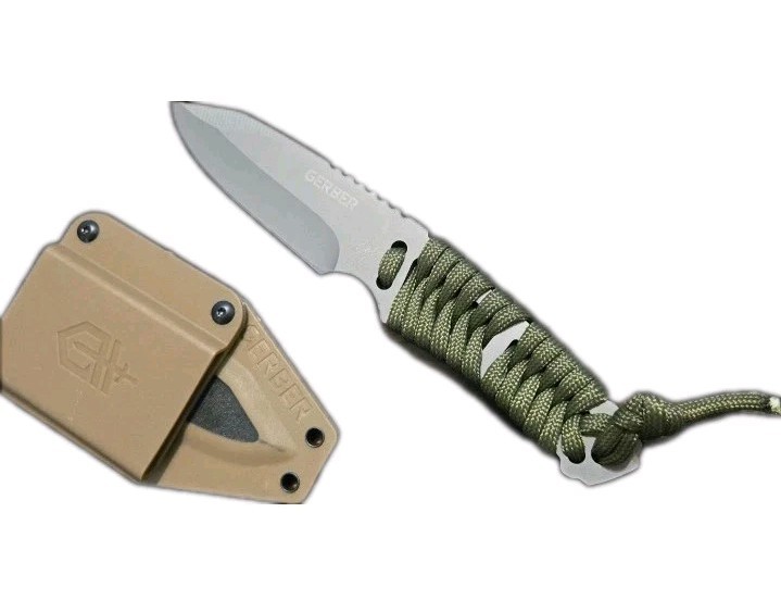 Gerber Bear Grylls Green Paracord Knife & Desert Sheath Full Tang Fixed Blade