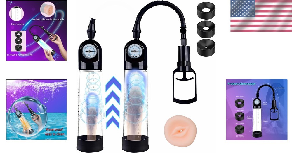 Erectile Dysfunction Vacuum Pump with Dial & 3 Silicone Rings for Optimal Fit