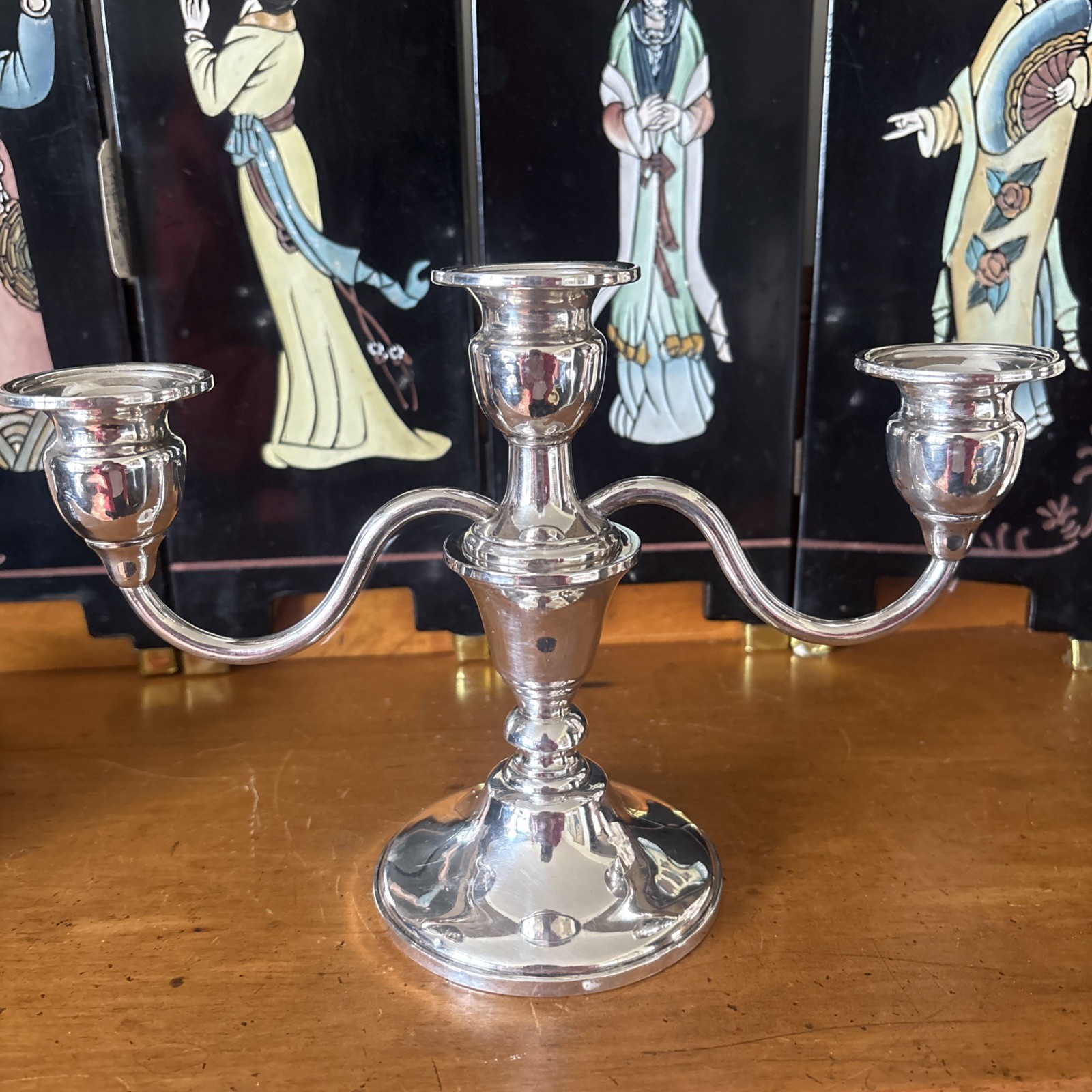 Mueck-Carey Sterling Candle Holder With 3 Arm Epergne Candelabra Insert.