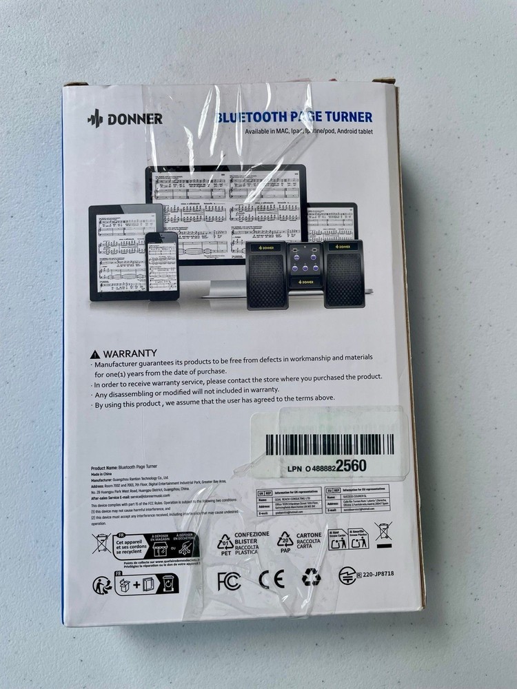 Donner Bluetooth Page Turner Wireless Foot Pedal for iPad Tablet PC