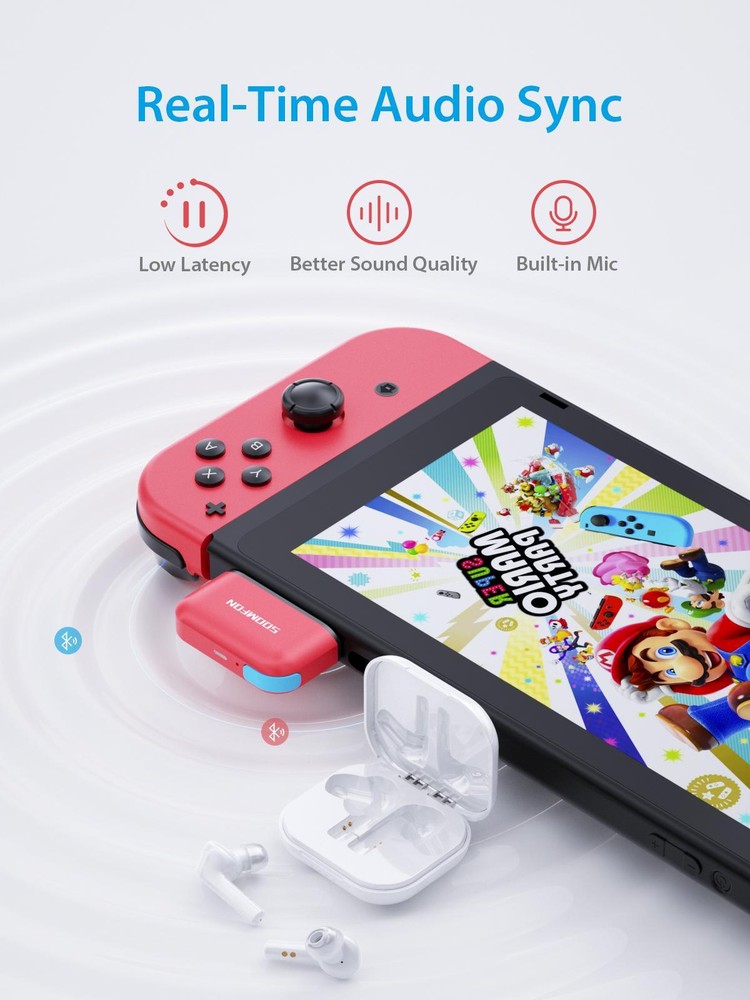 Bluetooth Transmitter Wireless Audio Adapter for Nintendo Switch Lite 3.5mm Jack