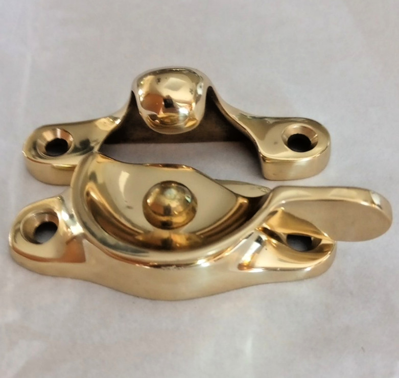 1 NOS Solid Brass Window Sash Lock & Keeper no screws