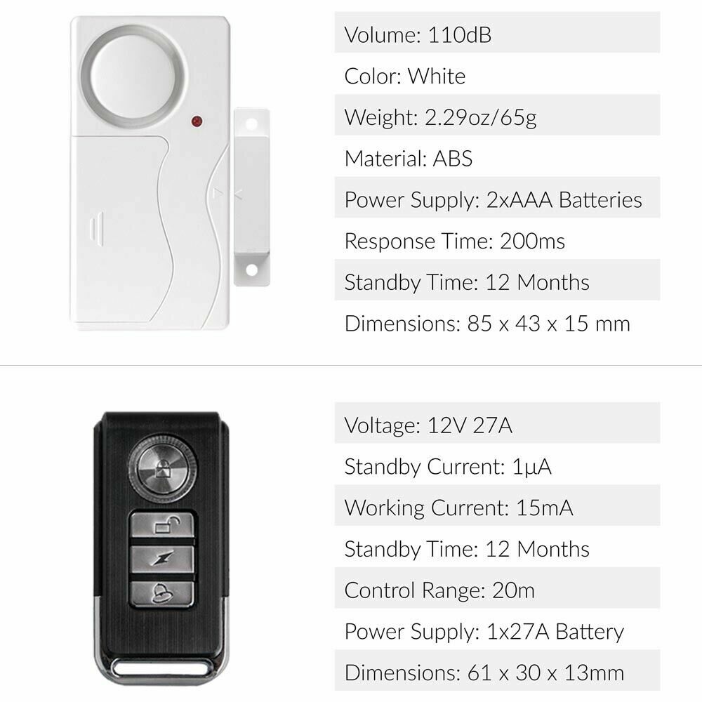 Apartment Safety Magnetic Window Door Alarm *4 Control by Remote Simple Function