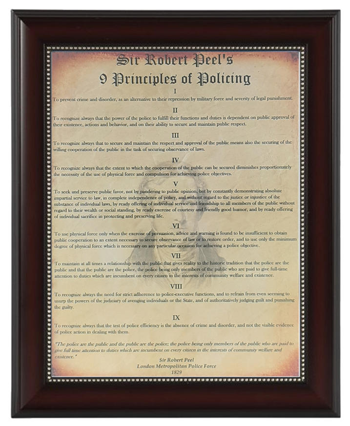 MC-BETTER: Law Enforcement Peel's 9 Principles FRAMED & PERSONALIZED