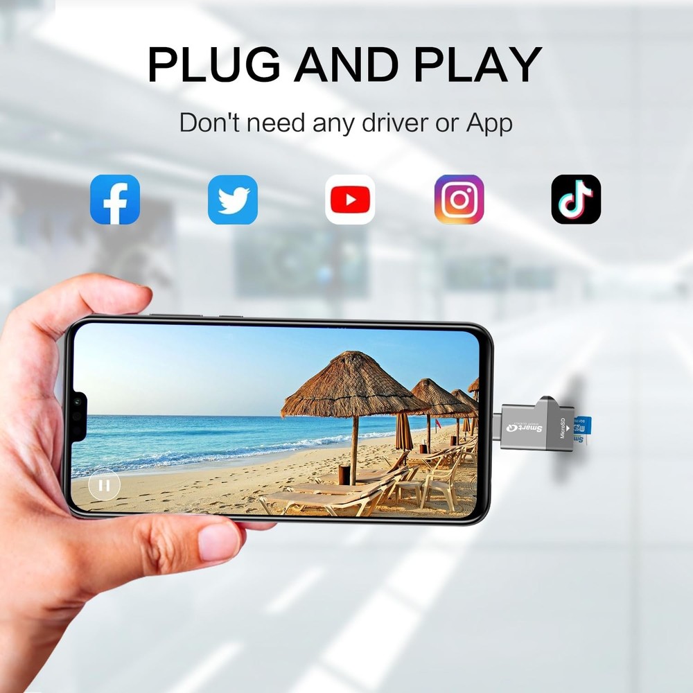 C356 Type-C MicroSD Card Reader USB 3.0 for Windows Mac Android Grey