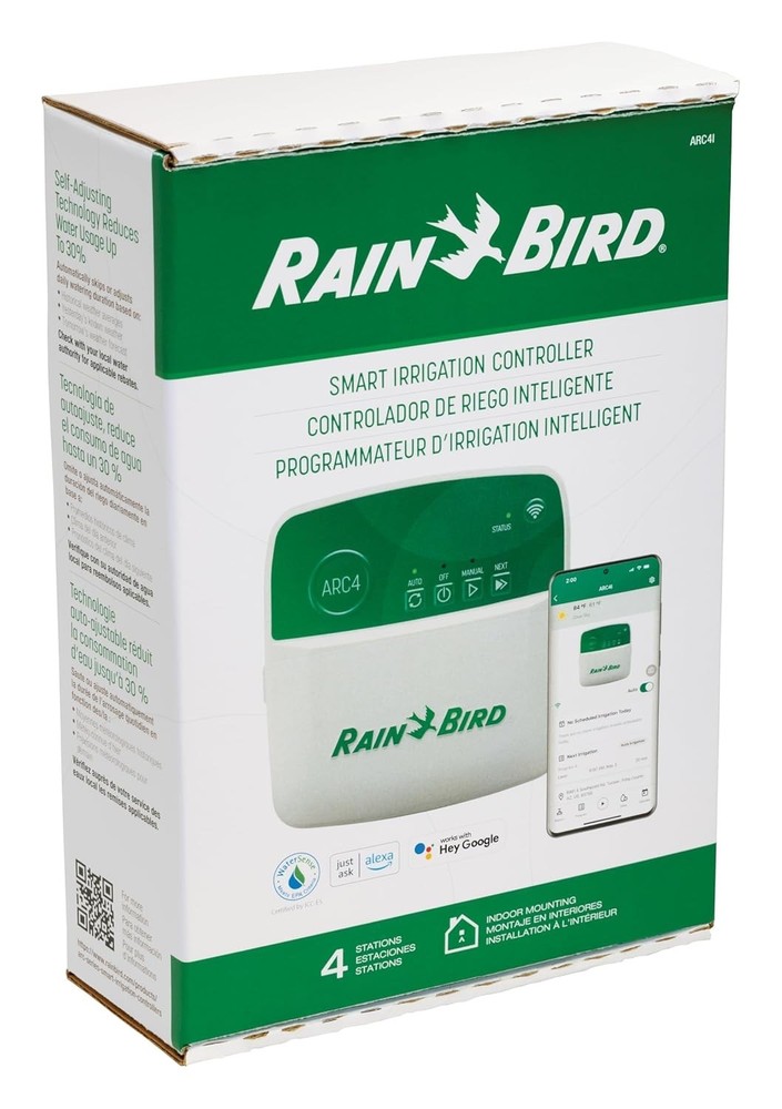 Rain Bird 4-Zone ARC4 App-Based Indoor Smart Irrigation WiFi Timer/Controller