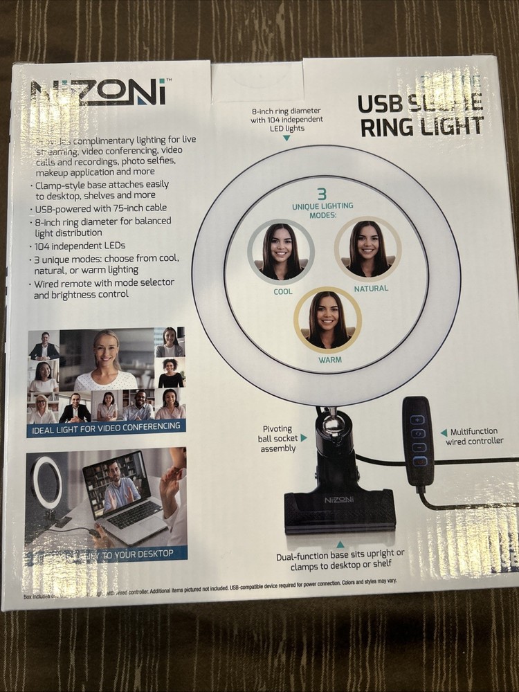 Nizoni USB Selfie Ring Light NEW 3 Mode Wired Controller 3X Lighting Modes