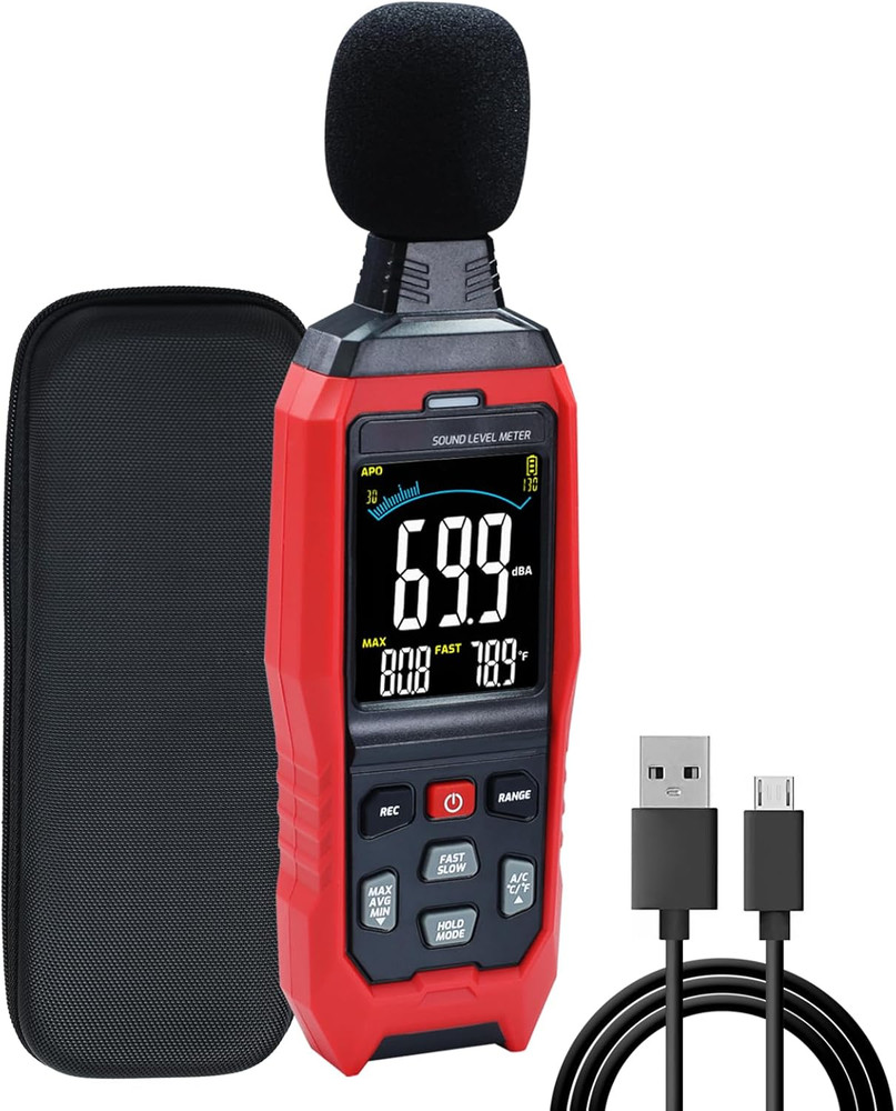 Sound Level Meter Data Logger Decibel Meter with Record Function, Portable Noise