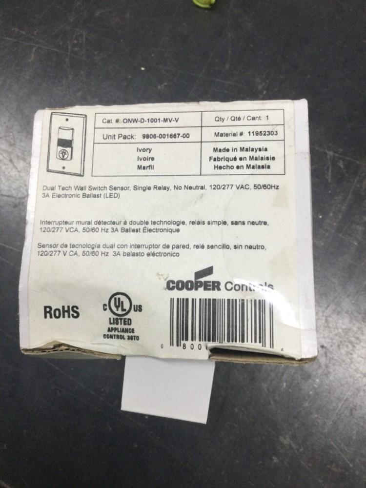 Cooper Controls/Greengate Wall Sensor Switch ( ONW-D-1001-MV-V ) ( Ivory )