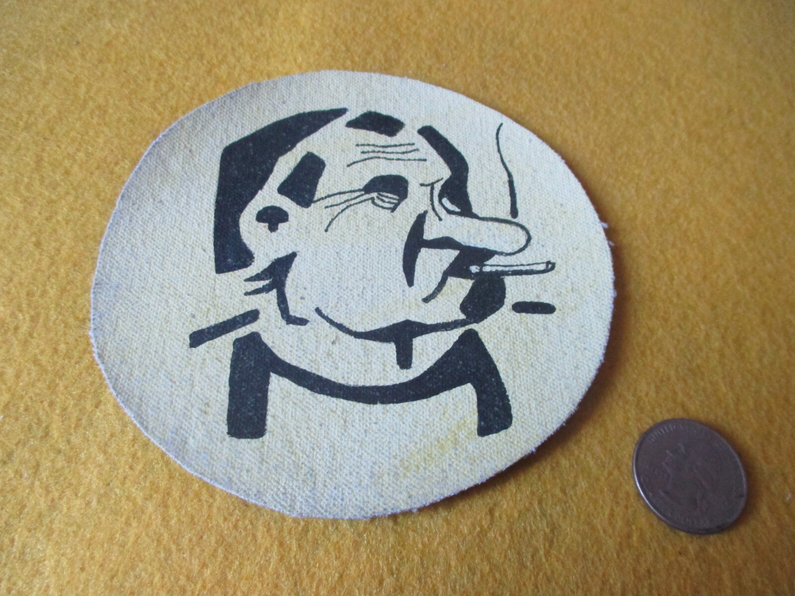 ORIGINAL 1960/70'S NIXON AS HIPPIE ZIG ZAG MAN JACKET PATCH (A)