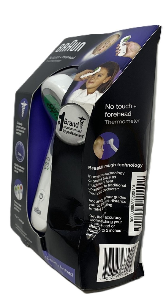 Braun NTF300us No Touch Forehead Thermometer Color Coded Temp Guidance Multi-Use