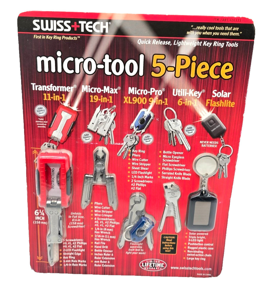 SWISS TECH Micro-Tool  5 Piece Set New-Sealed Key Ring Tool Set