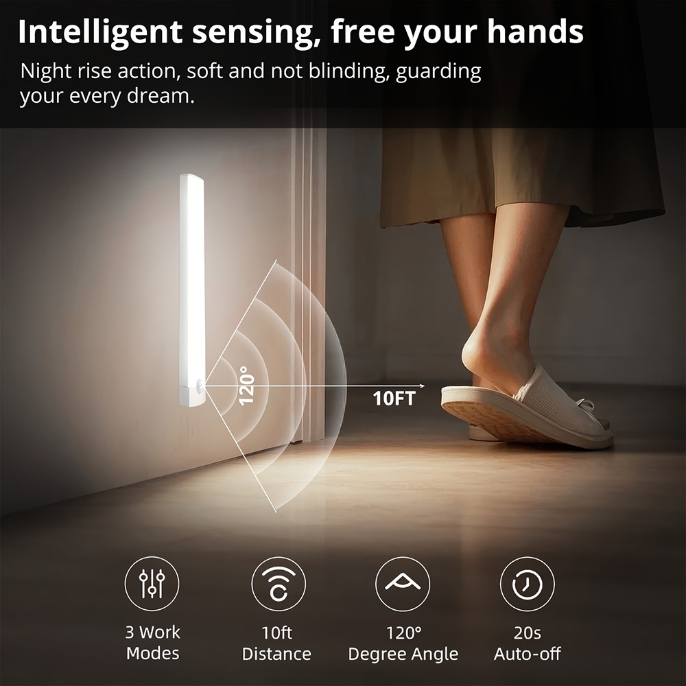 Magnetic Under Cabinet Lighting USB Rechargeable Smart Motion Sensor – 4 Pack