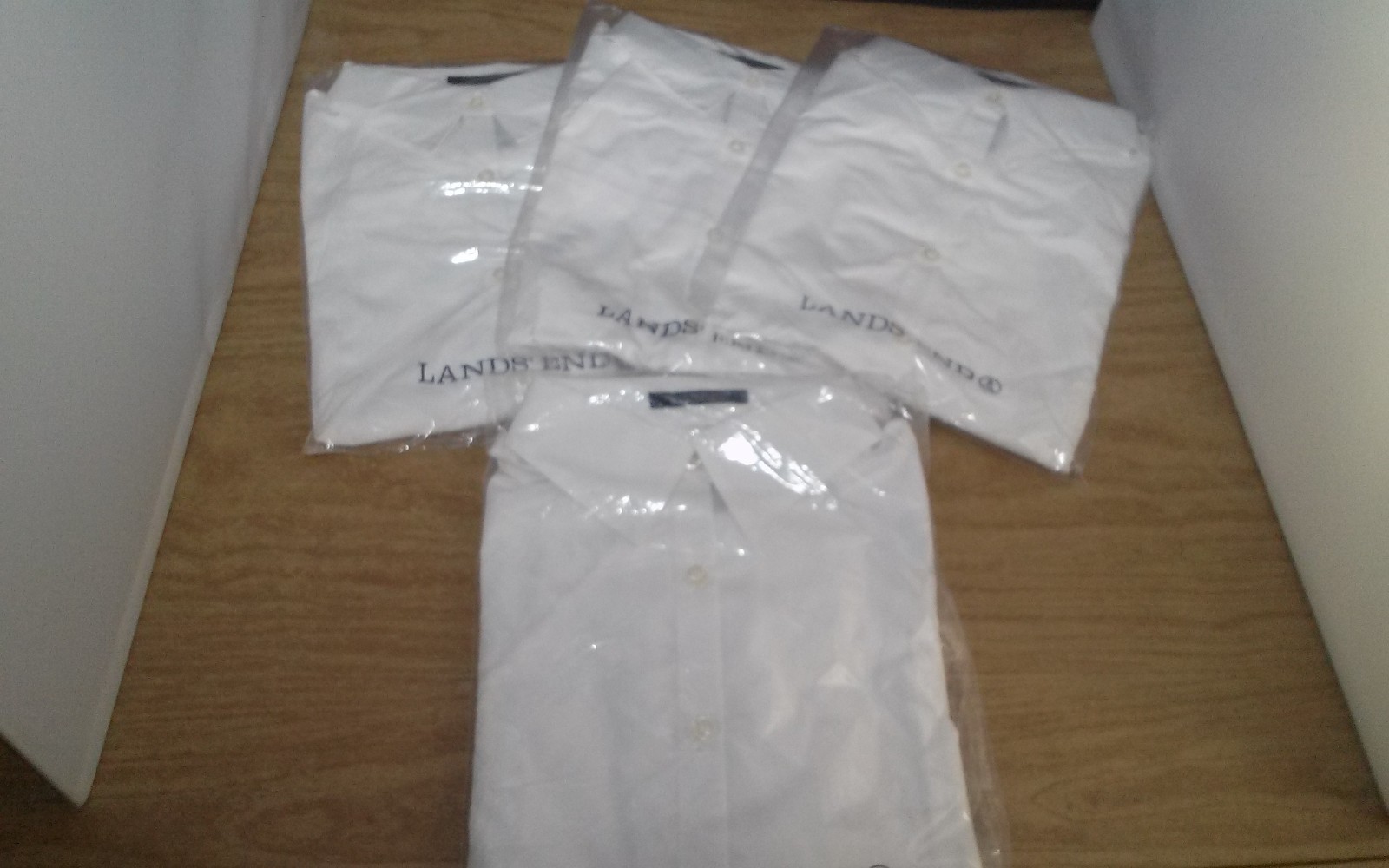 4 Lands' End Wrinkle Free Broadcloth Womens White Shirt Catering Waitress Sz 10