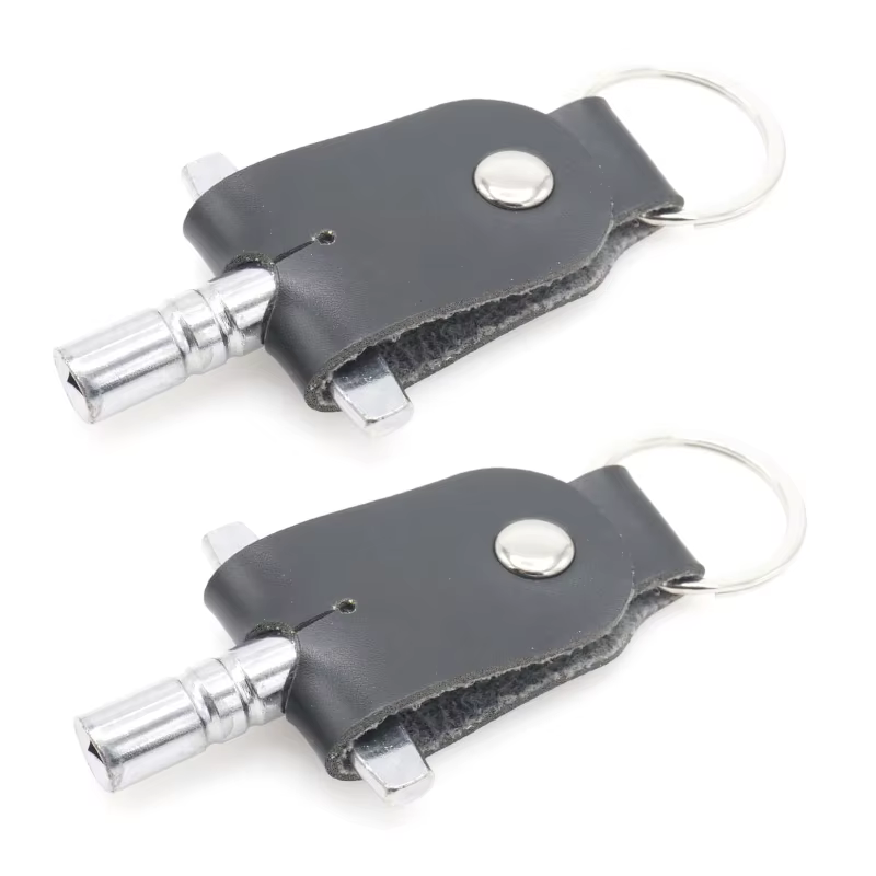 Leather Keychain with Removable Drum Key Snare Tom Tuning