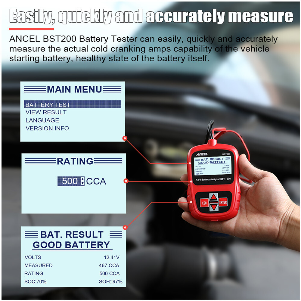 ANCEL BST200 Car Battery Tester Bad Cell Load Test Tool Digital Analyzer Tester
