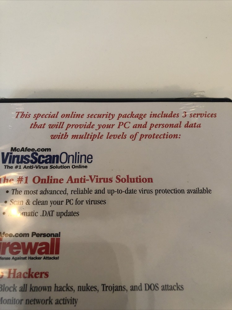 McAfee Online Security Package VirusScan Firewall Privacy Service