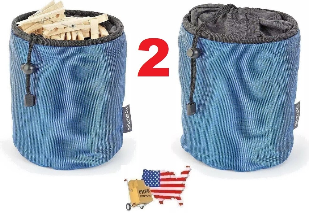 2 (TWO) Clothes Pin / Peg Bag Authentic Brabantia Premium Drawstring Closure NEW