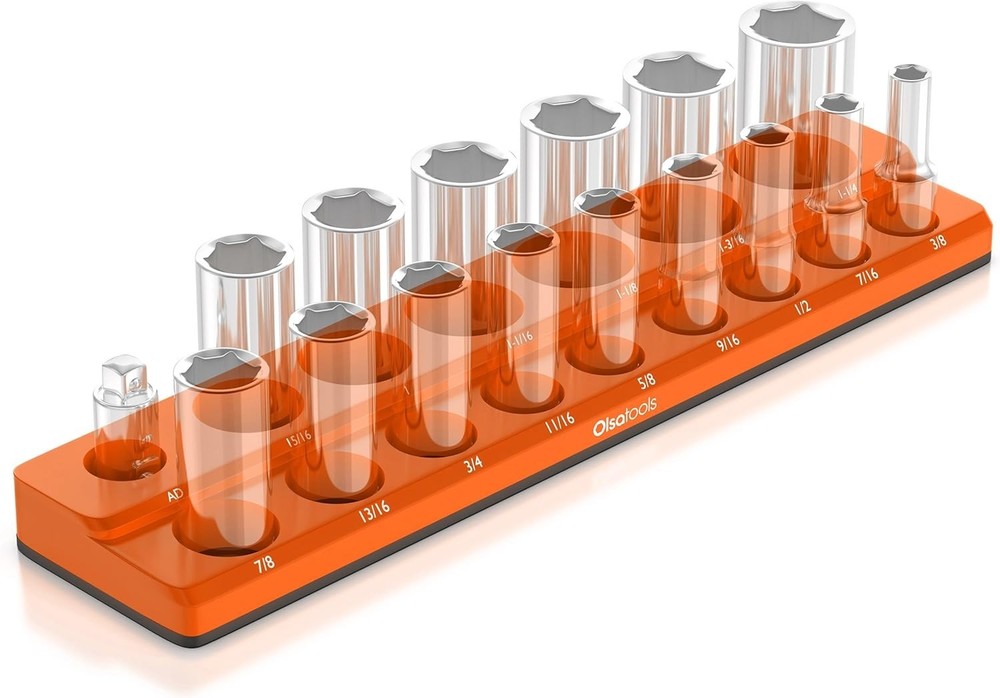 Orange Magnetic Socket Organizer - Professional Tray