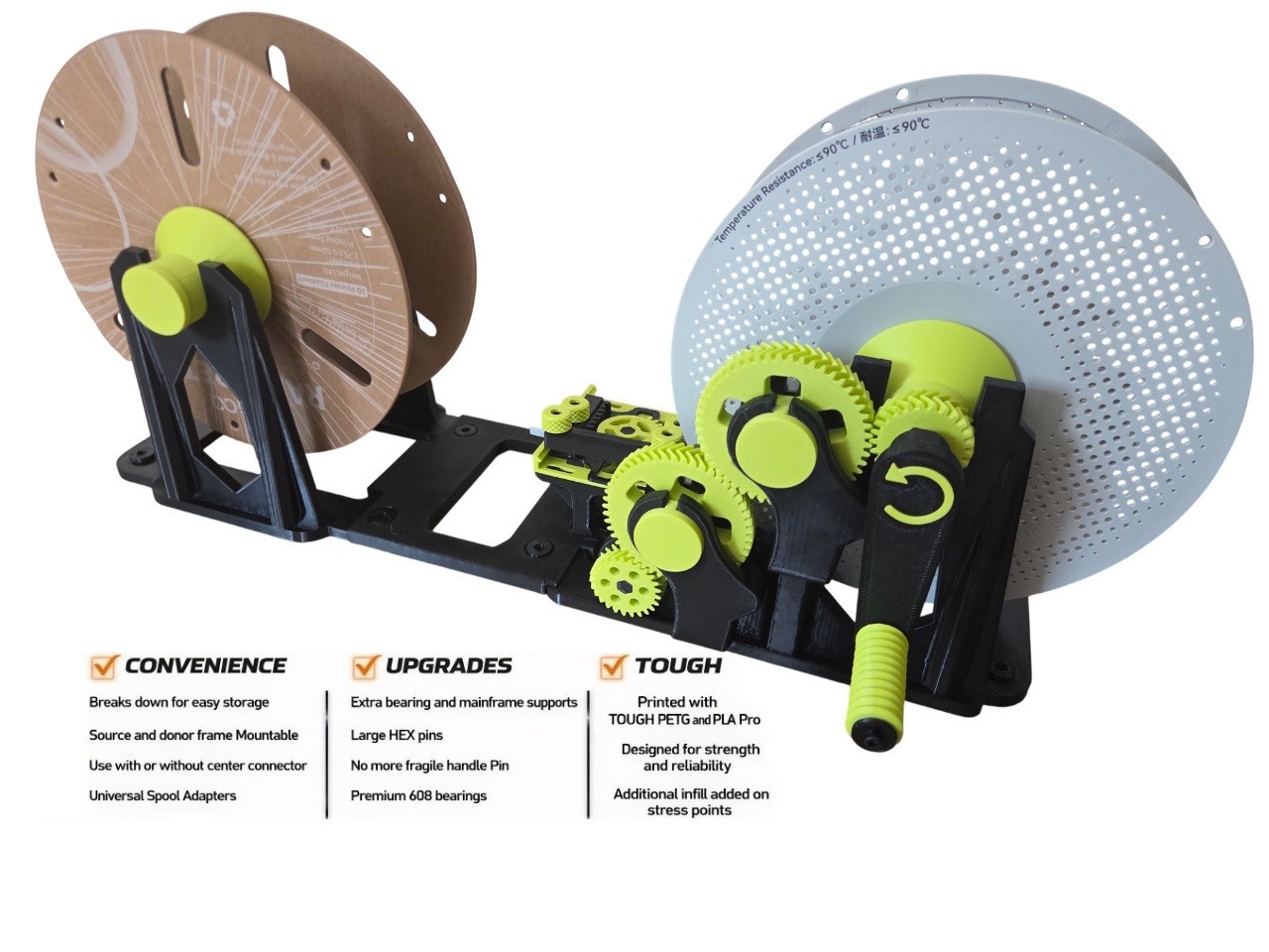 UPGRADED Universal 3D Filament Re-spooler/Transfer - Pre-assembled - Bambu Lab