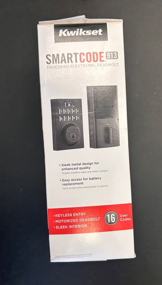 Kwikset SMARTCODE 913 Touchpad Electronic Deadbolt Iron Black Keyless Modern