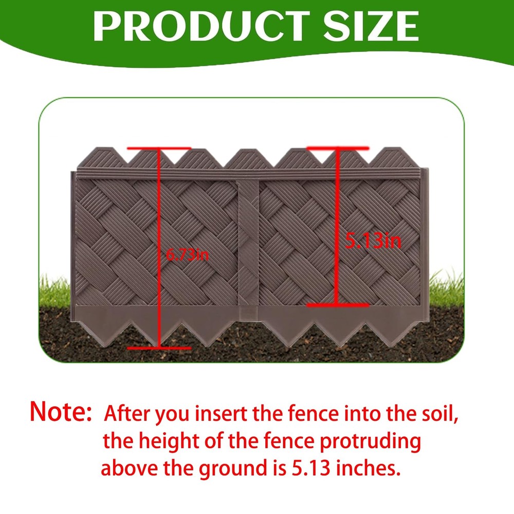 20-Pack Weaving Flower Bed Garden Edging Borders (20 FT) - No Dig Brown