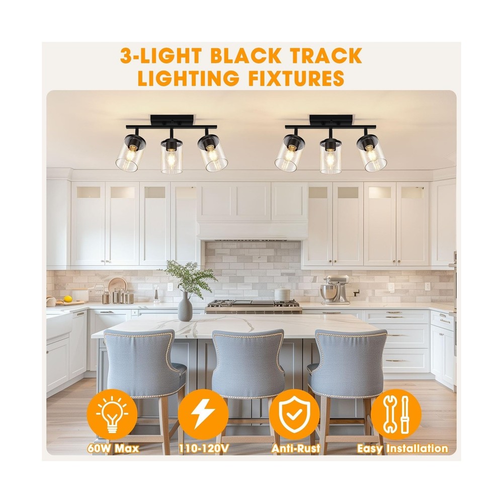 FadimiKoo 3-Lights Semi Flush Mount Ceiling Light, Adjustable Kitchen Light F...