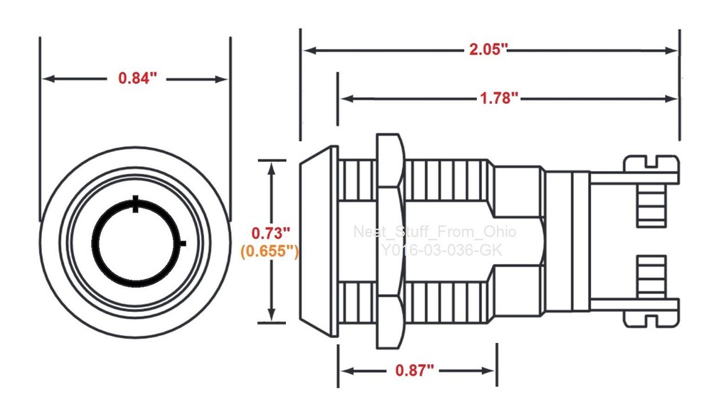 ALARM SYSTEM KEY SWITCH (ROUND KEY) MAINTAINED, 2-KEYS, SPST 4AMP@125, ON & OFF