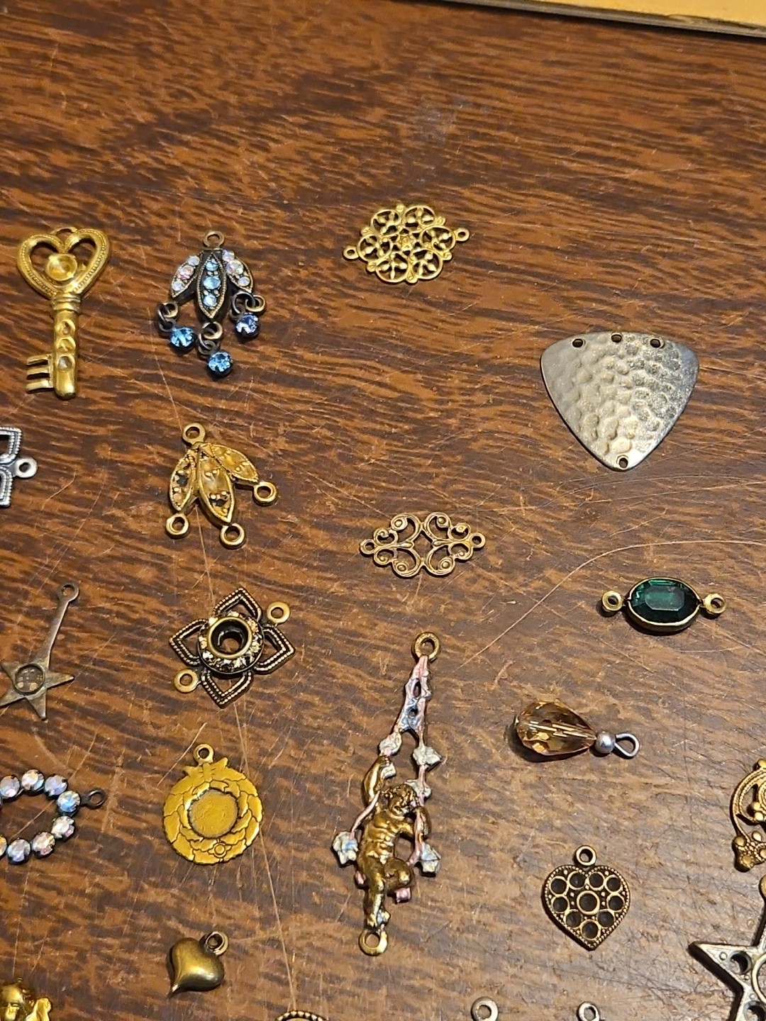 Lot Of 50 Mixed Parts Pcs France Vintage 60s Brass Stampings Findings Jewelry 25