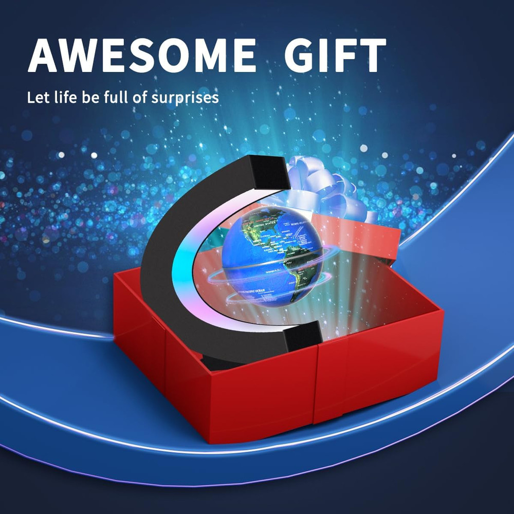 Magnetic Levitating Floating Globe with LED Lights, Cool Gadgets C Frame Globe L