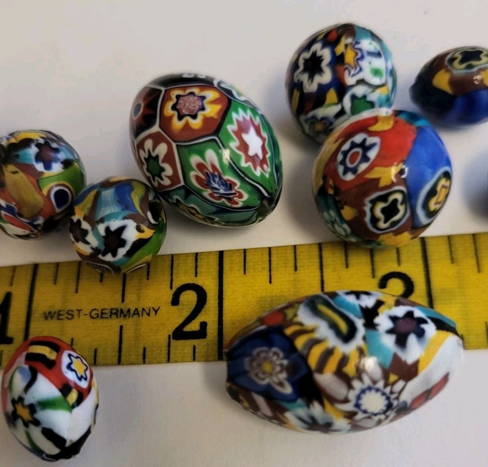 Lot of 11 GORGEOUS Vintage Italian Millefiori Beads
