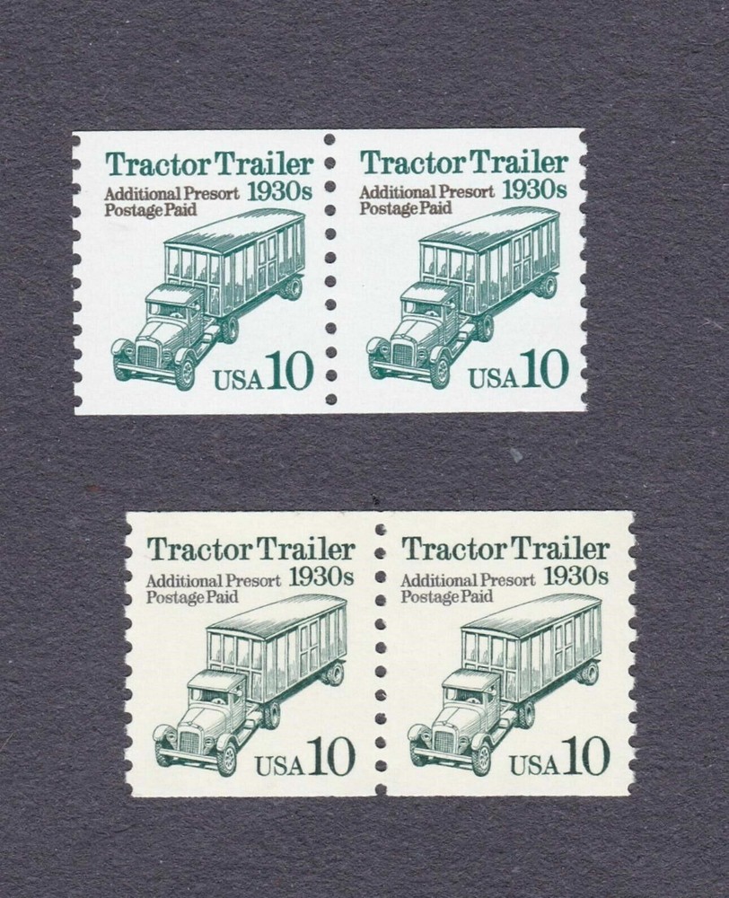 US, #2457-58 Tractor Trailer in pairs, 4v, MNH
