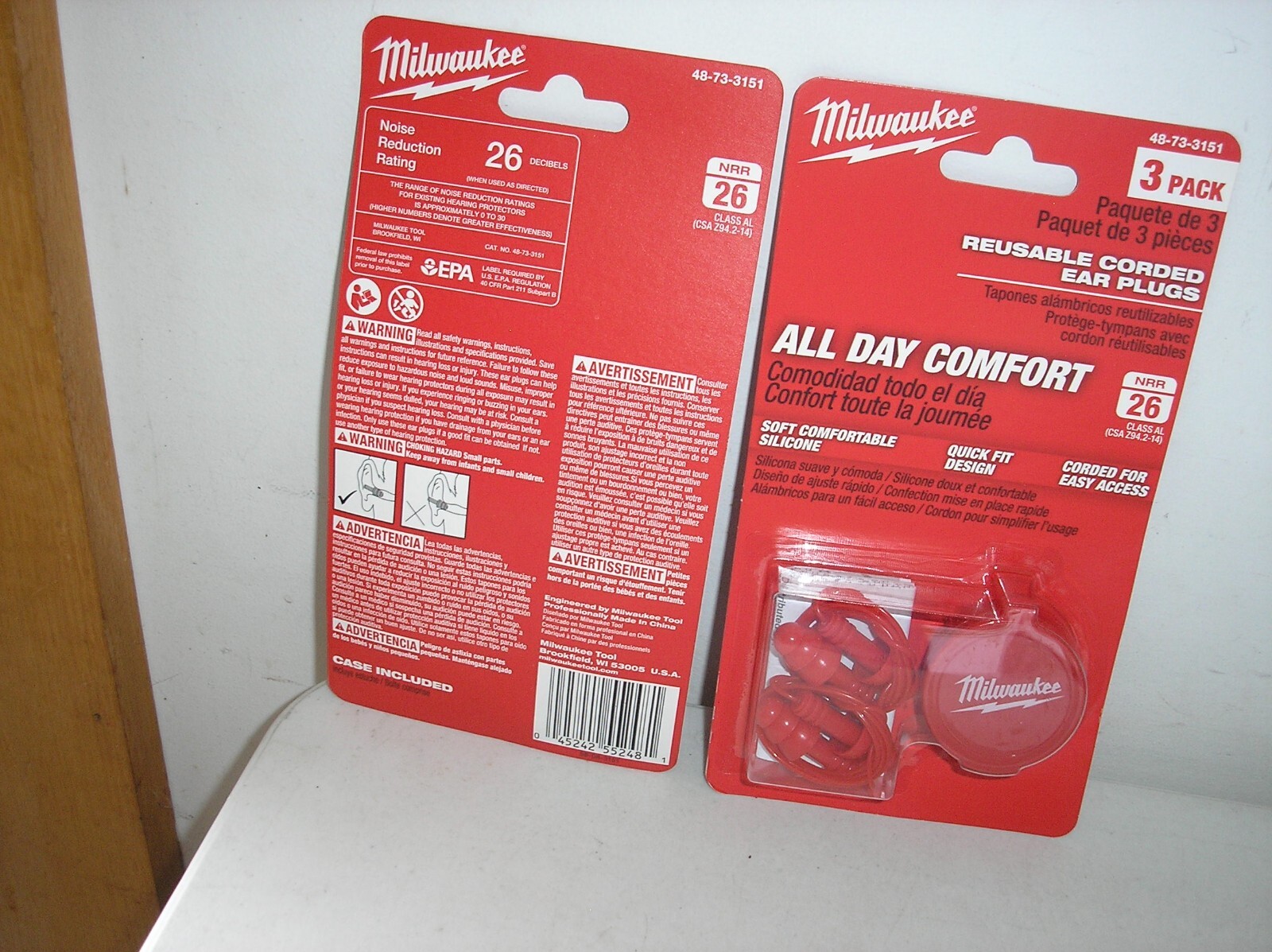 (2) GENUINE OEM MILWAUKEE REUSABLE CORDED EAR PLUGS NEW & SEALED