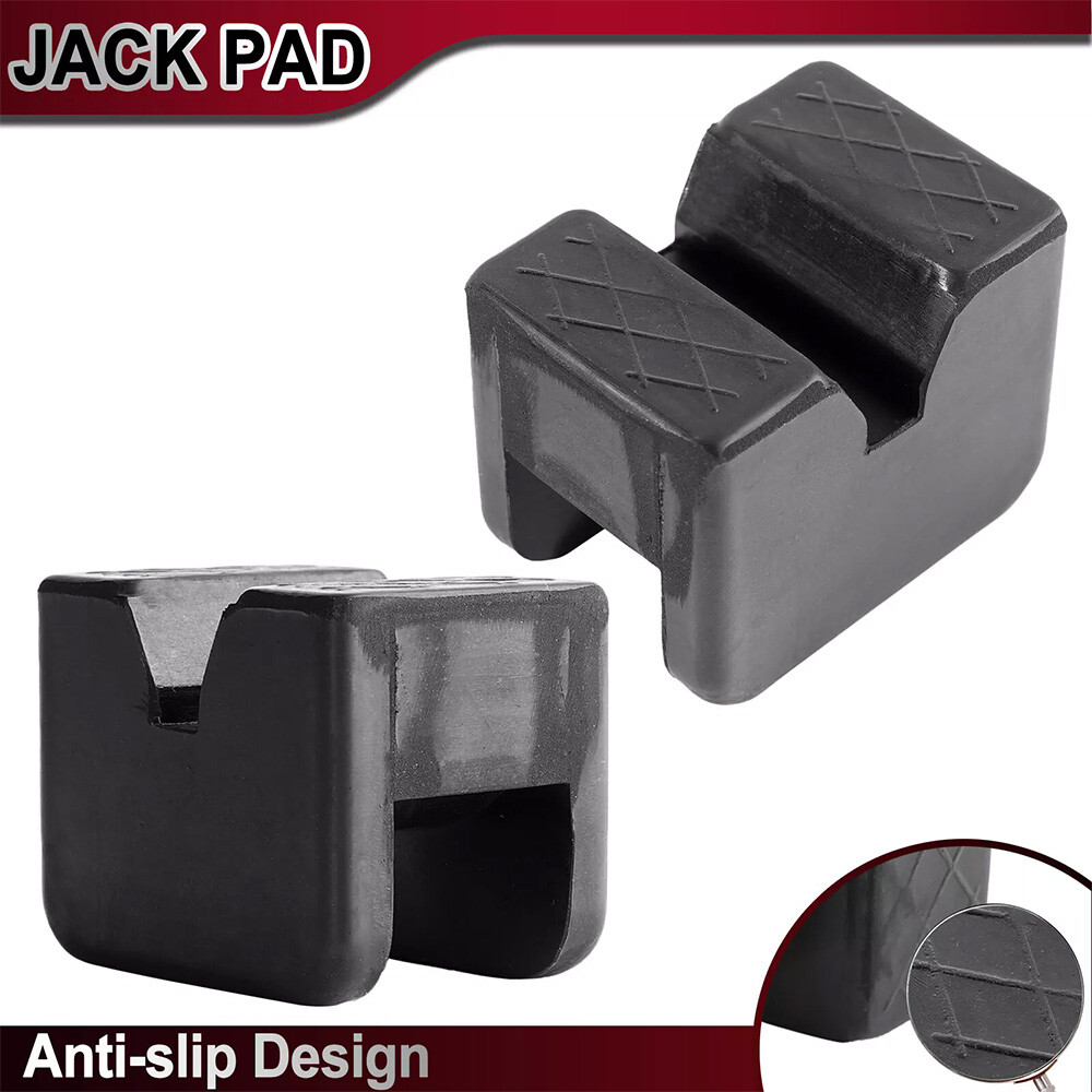 2pc Rubber Axle Jacking Pads Jack Stand Pad Adapter Frame Rail Protector Slotted