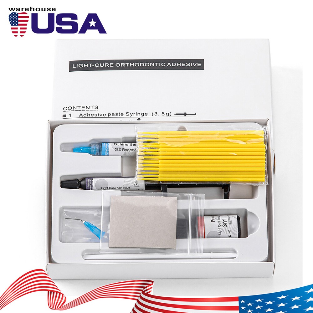 2 Sets Dental Orthodontic Light Cure Brackets Mini Adhesive Bonding System Kit