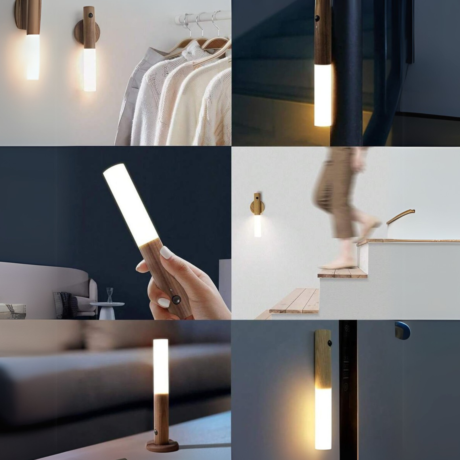 Motion Sensor Night Light Magnetic Wall Lamp USB Rechargeable LED Stick-On Light